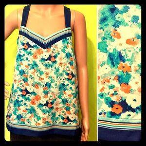 LC Lauren Conrad Floral Crossed Back Tank Cami